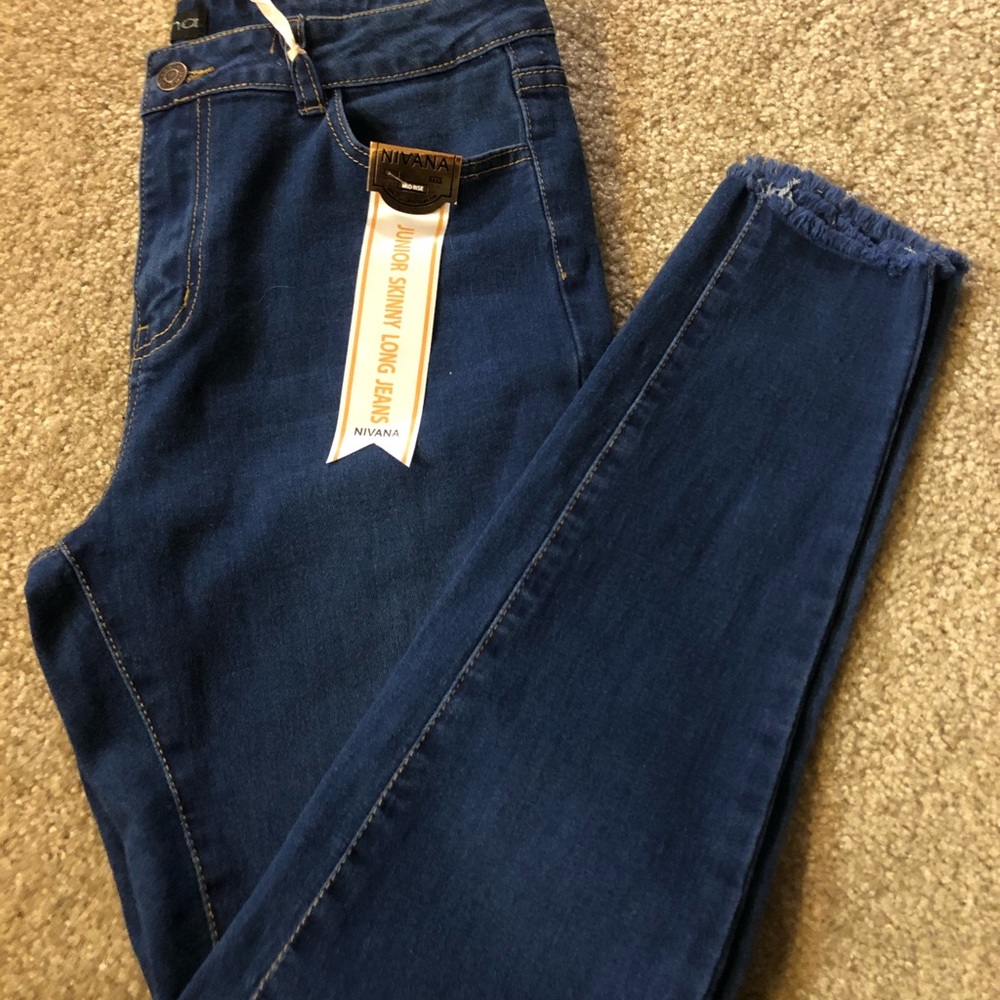 Juniors skinny long jeans mid rise